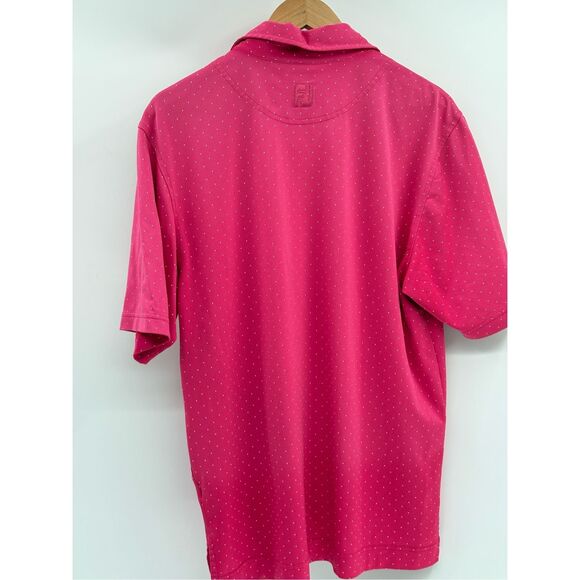 Footjoy Polo Shirt Golf Polka Dots Pink Men Size Medium Short Sleeve - Picture 2 of 9